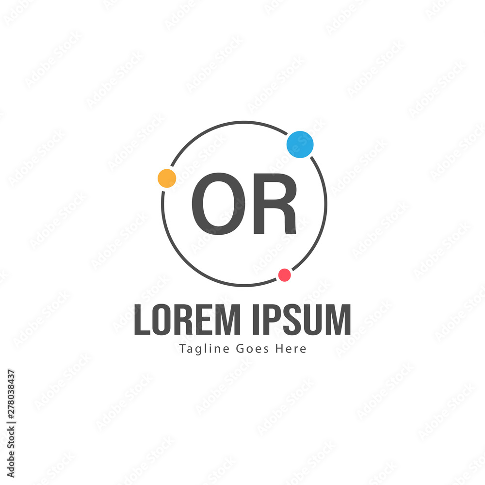 Initial OR logo template with modern frame. Minimalist OR letter logo vector illustration