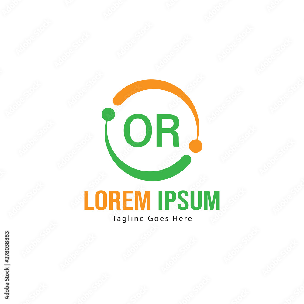 Obraz premium Initial OR logo template with modern frame. Minimalist OR letter logo vector illustration
