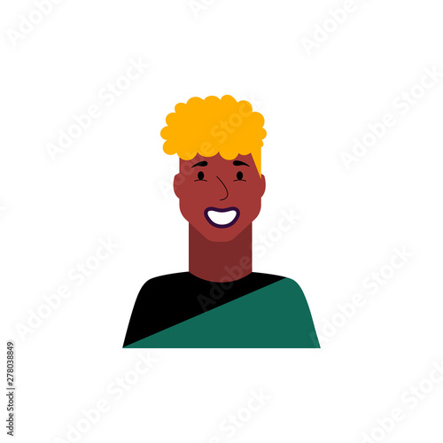 Сute avatar of blonde man with short hair. Icon of a happy smile guy on white background. photo