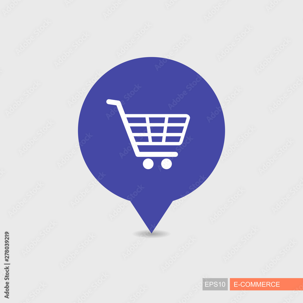 Shopping mall cart isolated vector pin map icon Shopping mall cart isolated vector pin map icon