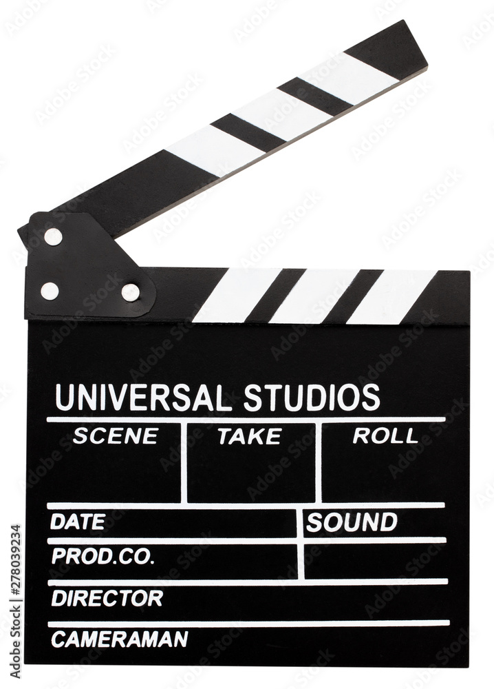 Clapper board isolated on white with clipping path