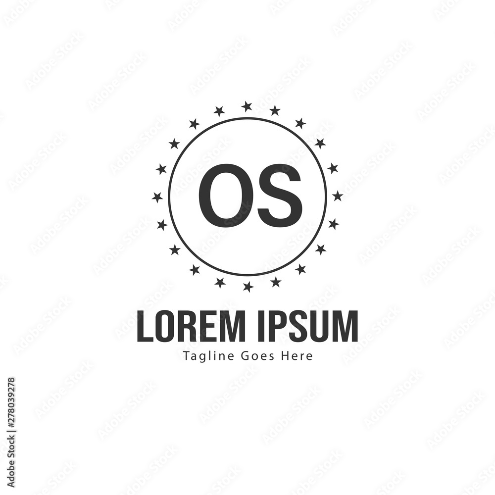 Obraz premium Initial OS logo template with modern frame. Minimalist OS letter logo vector illustration