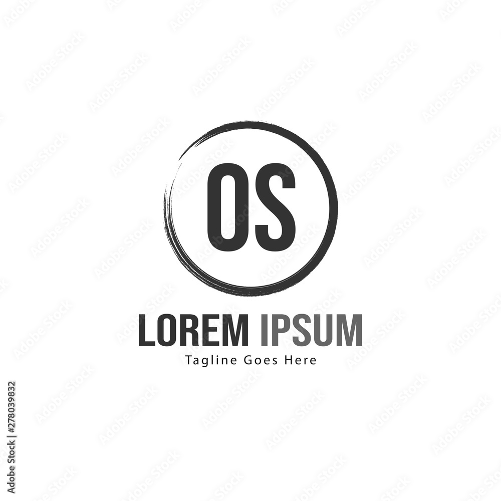 Initial OS logo template with modern frame. Minimalist OS letter logo vector illustration