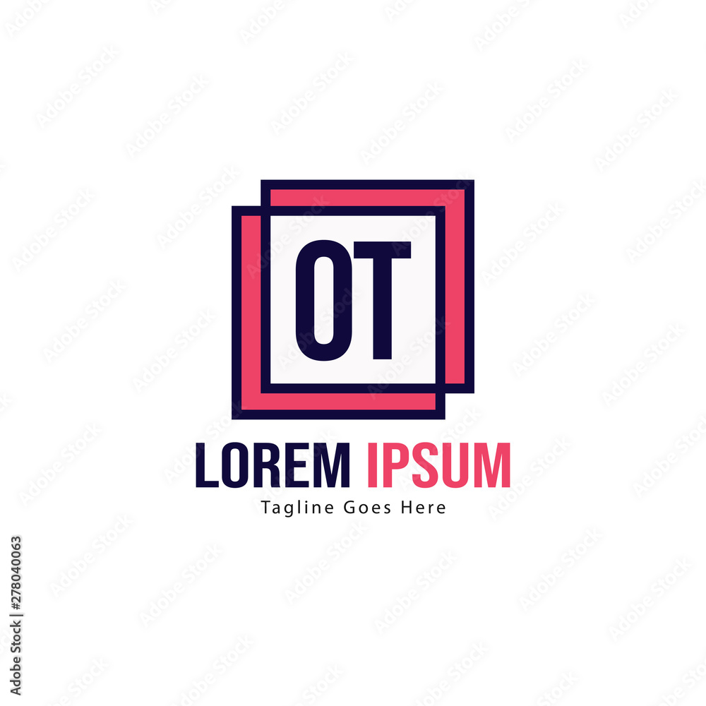 Initial OT logo template with modern frame. Minimalist OT letter logo vector illustration Initial OT logo template with modern frame. Minimalist OT letter logo vector illustration