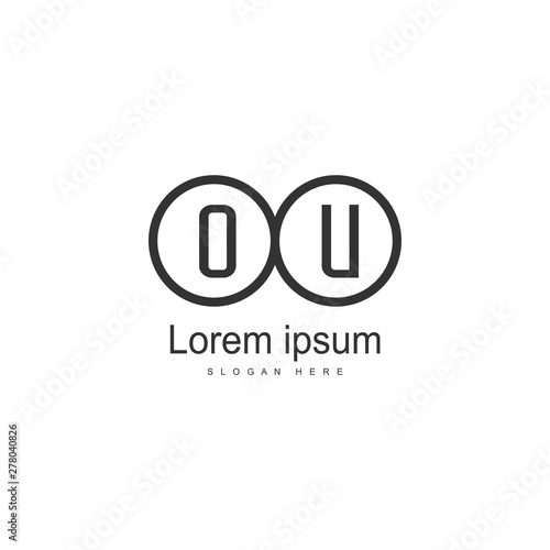 Initial OU logo template with modern frame. Minimalist OU letter logo vector illustration