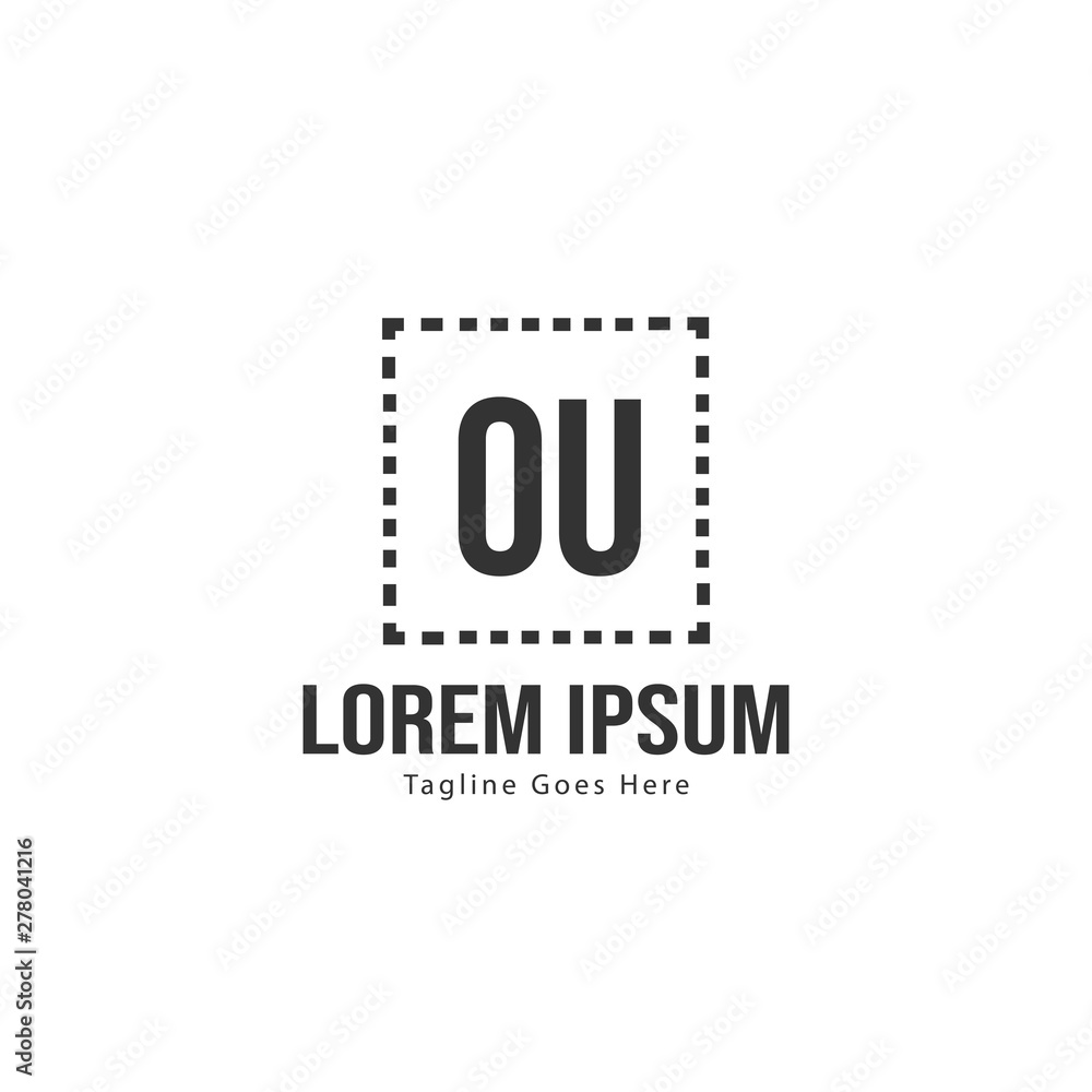 Fototapeta premium Initial OU logo template with modern frame. Minimalist OU letter logo vector illustration