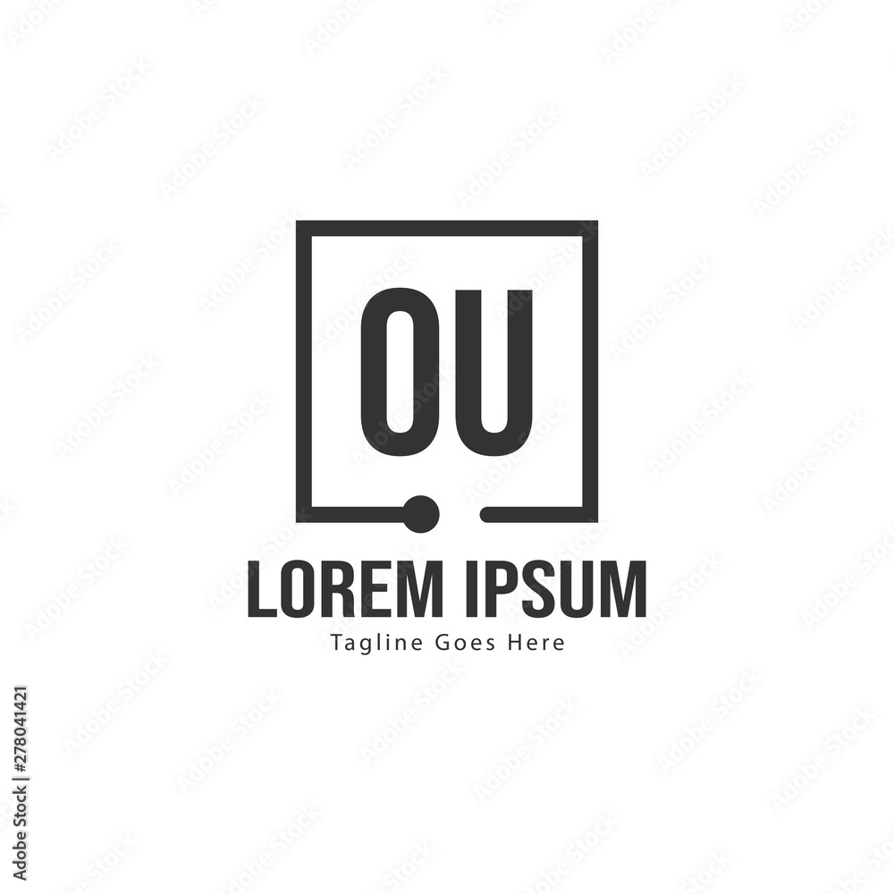 Initial OU logo template with modern frame. Minimalist OU letter logo vector illustration Initial OU logo template with modern frame. Minimalist OU letter logo vector illustration
