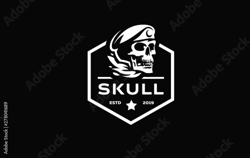 Skull in a military beret 
