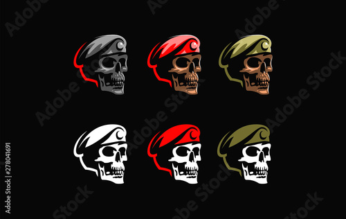 Skull in a military beret 