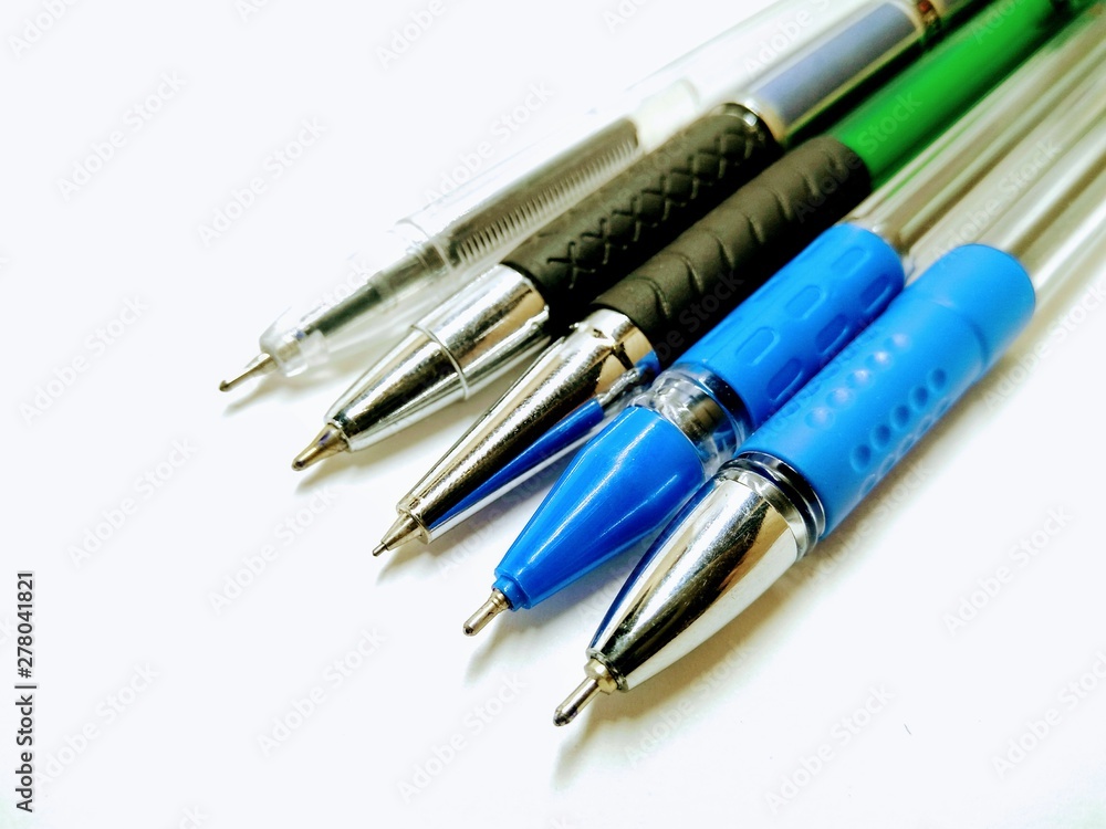 A picture of ink pens on a white background A picture of ink pens on a white background