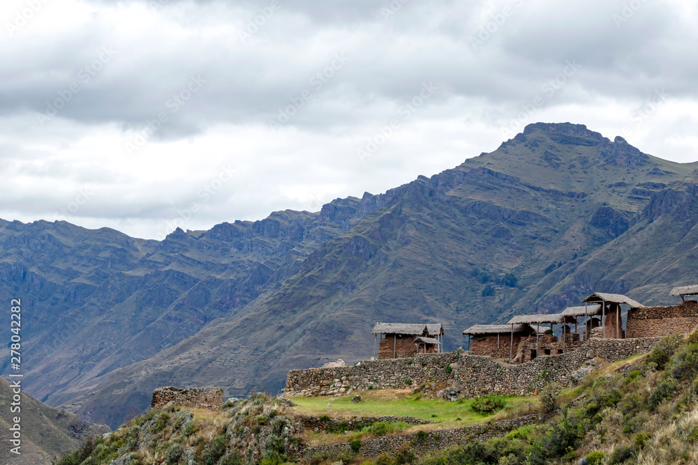 custom made wallpaper toronto digitalInca ruins in Pisac archeological site surrounded by green peruvian Andes mountains, Sacred valley of the Incas, Peru