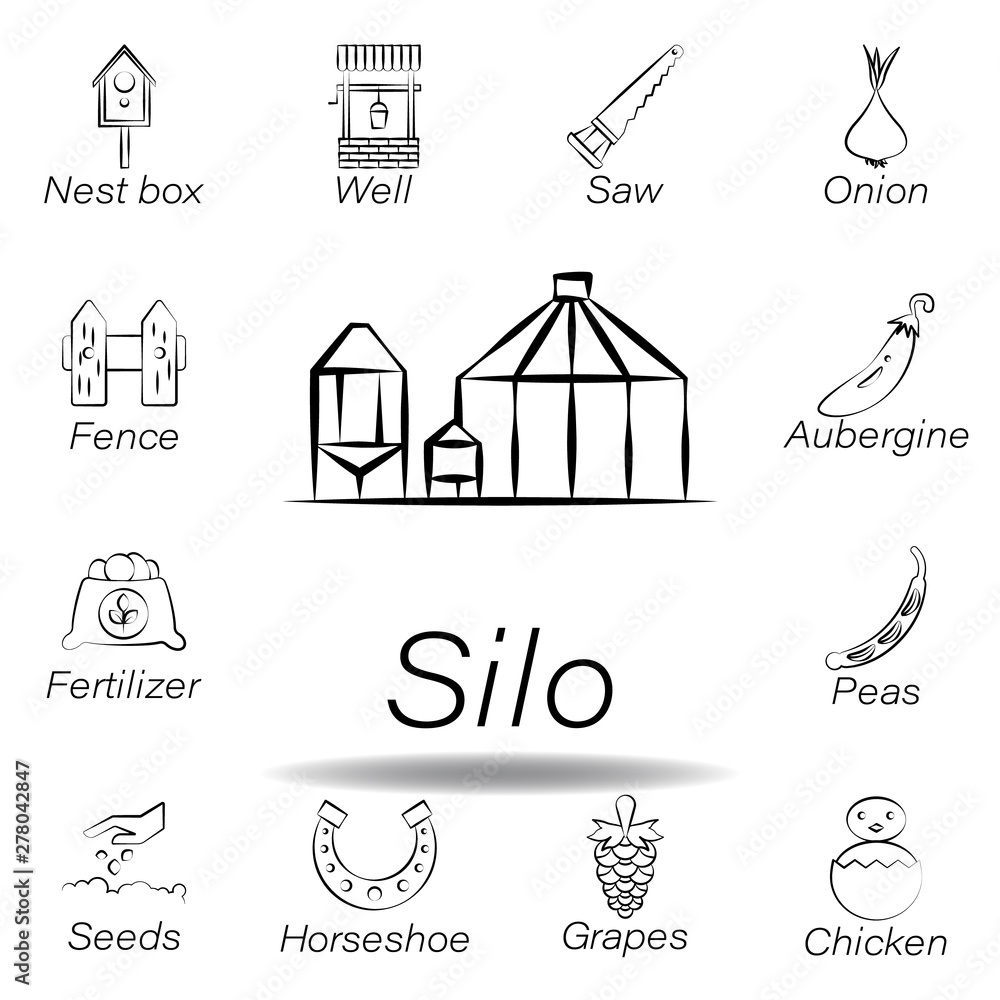 silo hand draw icon. Element of farming illustration icons. Signs and symbols can be used for web, logo, mobile app, UI, UX