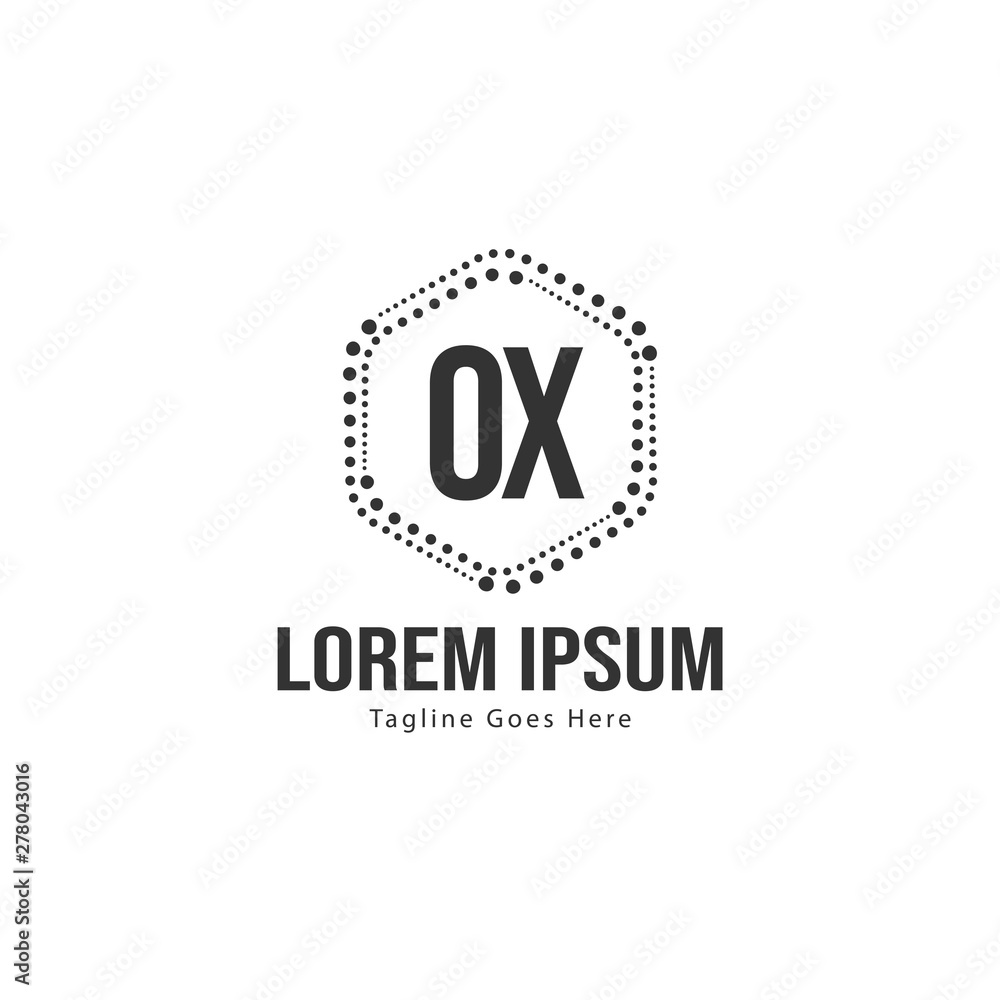 Initial OX logo template with modern frame. Minimalist OX letter logo vector illustration