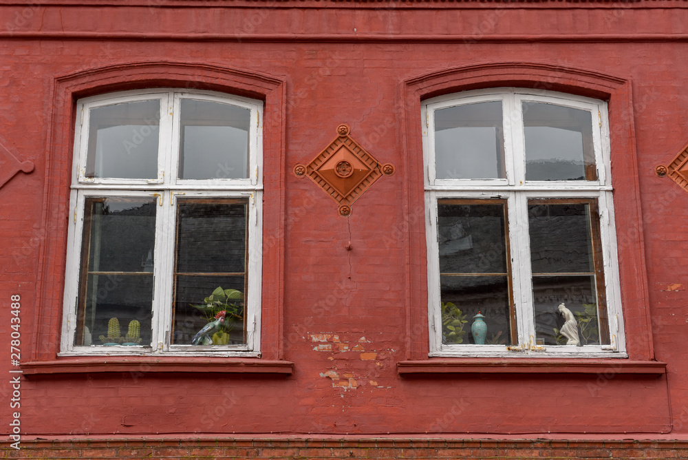 Windows at the traditional historic village of Ribe on Jutland, Denmark