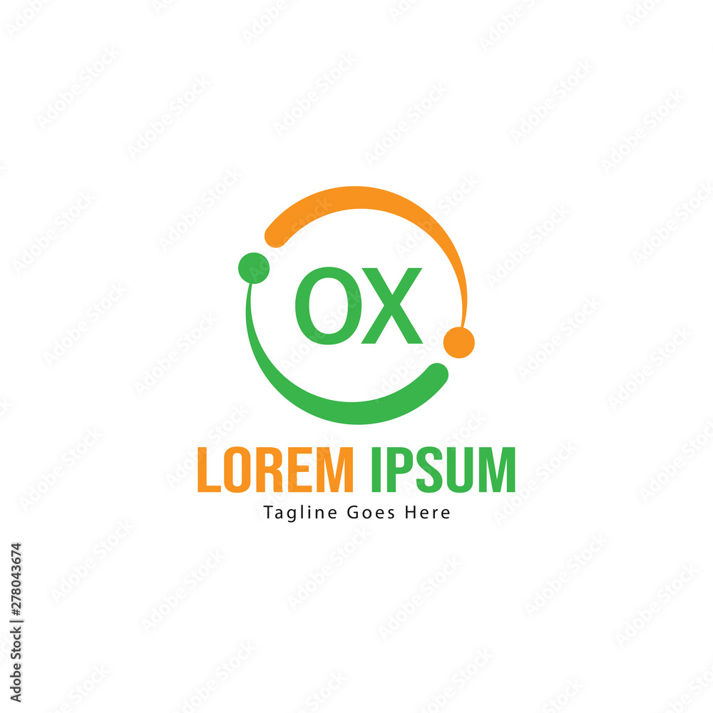 Initial OX logo template with modern frame. Minimalist OX letter logo vector illustration Initial OX logo template with modern frame. Minimalist OX letter logo vector illustration