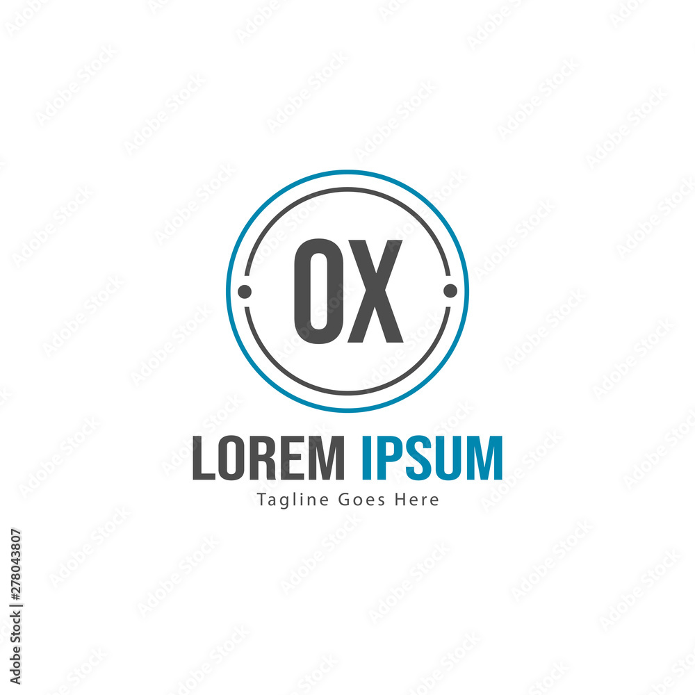 Initial OX logo template with modern frame. Minimalist OX letter logo vector illustration Initial OX logo template with modern frame. Minimalist OX letter logo vector illustration
