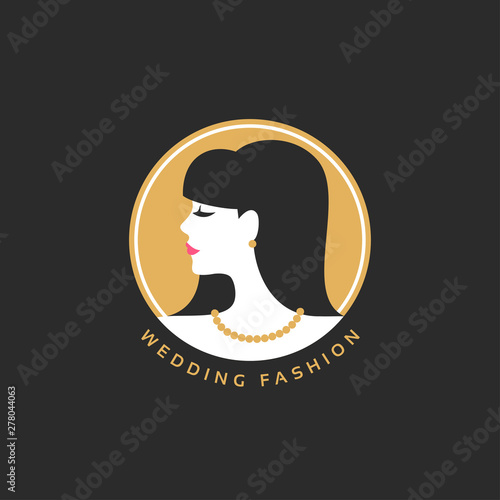 Woman face emblem circle