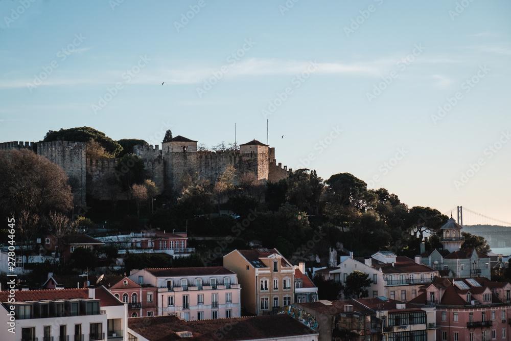 Lisbon skyline at Sao Jorge Castle in the afternoon, Portugal