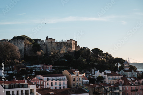 Lisbon skyline at Sao Jorge Castle in the afternoon, Portugal