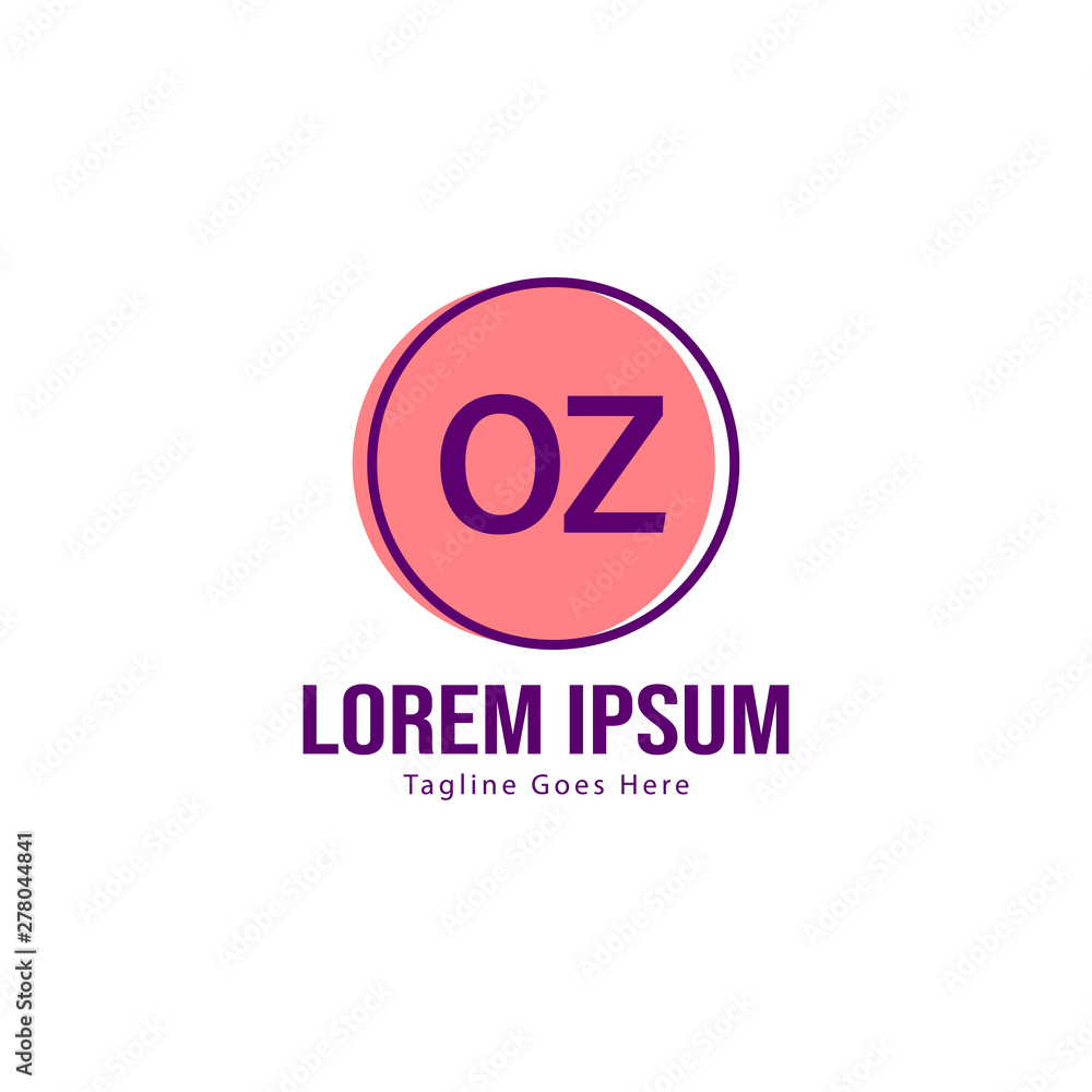 Initial OZ logo template with modern frame. Minimalist OZ letter logo vector illustration Initial OZ logo template with modern frame. Minimalist OZ letter logo vector illustration