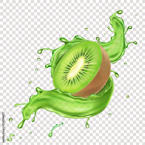 Kiwi juice realistic splash vector icon