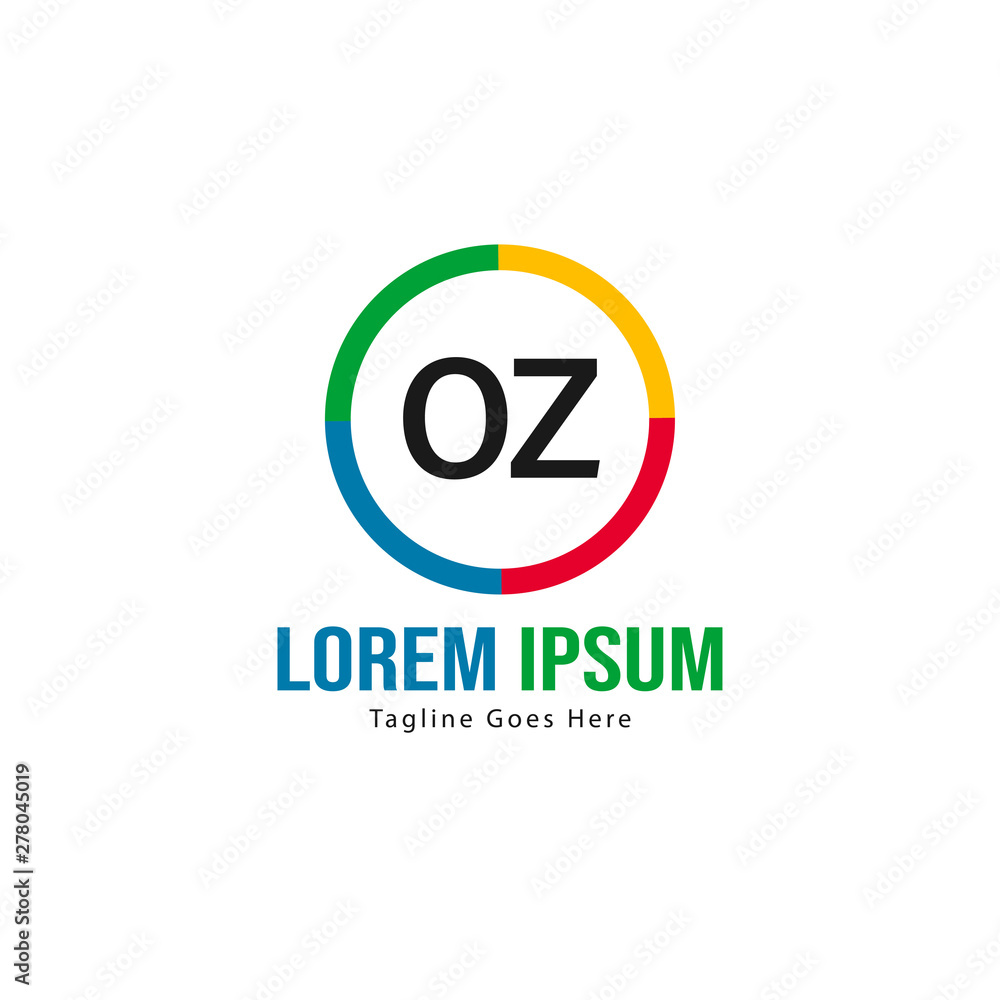 Initial OZ logo template with modern frame. Minimalist OZ letter logo vector illustration