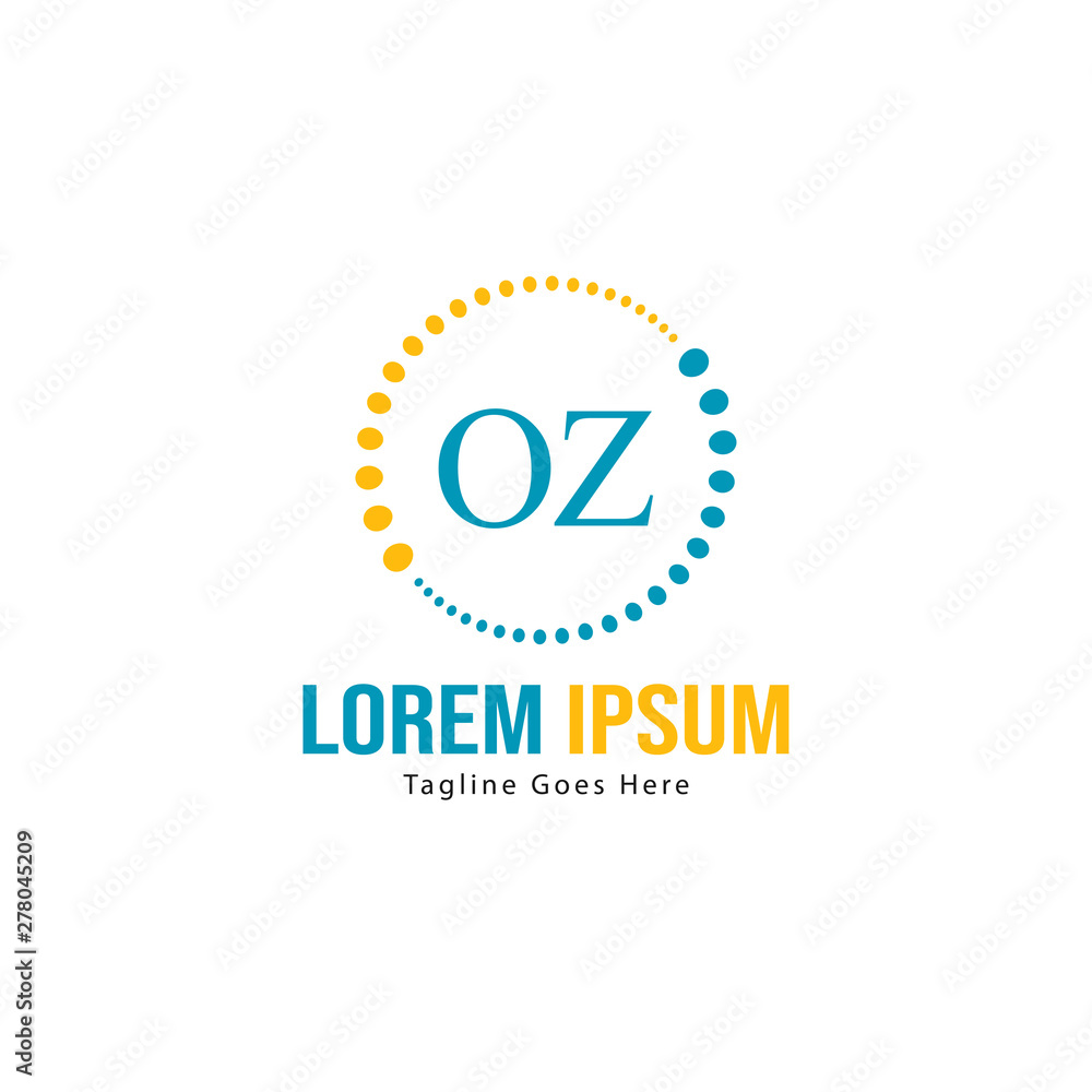 Initial OZ logo template with modern frame. Minimalist OZ letter logo vector illustration