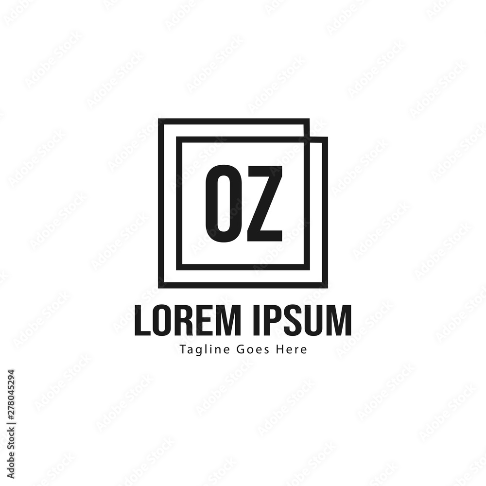 Initial OZ logo template with modern frame. Minimalist OZ letter logo vector illustration