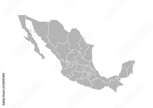 Fotografie, Obraz Vector isolated illustration of simplified administrative map of Mexico (United Mexican States)﻿