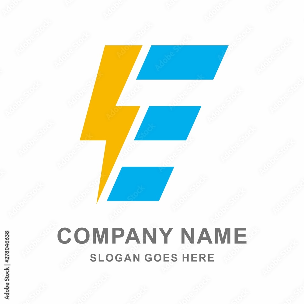 Monogram Letter E Lightning Bolt Business Company Vector Logo Design Template Monogram Letter E Lightning Bolt Business Company Vector Logo Design Template