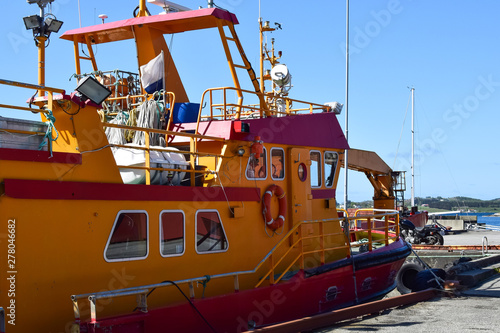 Rescue boat parked off the coast of Norway, Rogaland.  photo