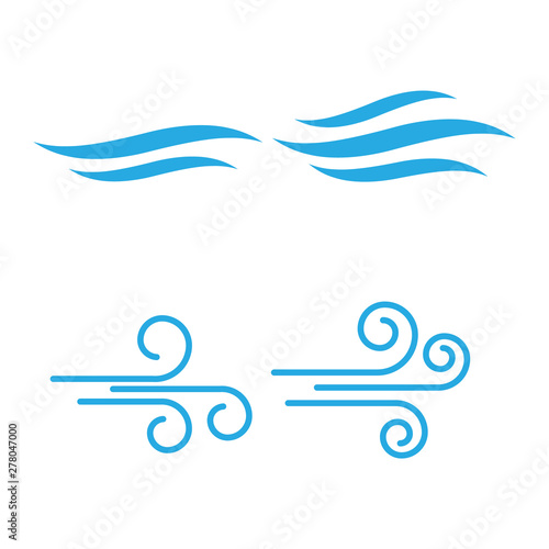 Wind icons nature and wave flowing. Air icons vector set