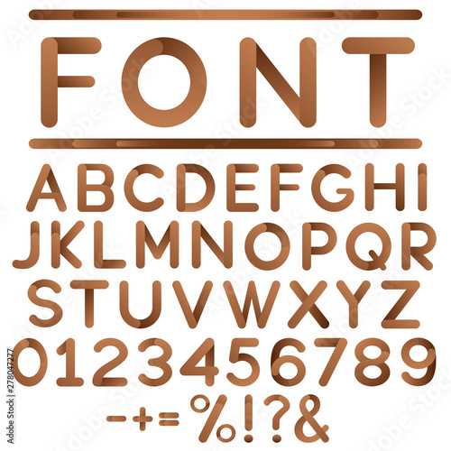 Modern design alphabet font, numbers and symbols. Vector illustration