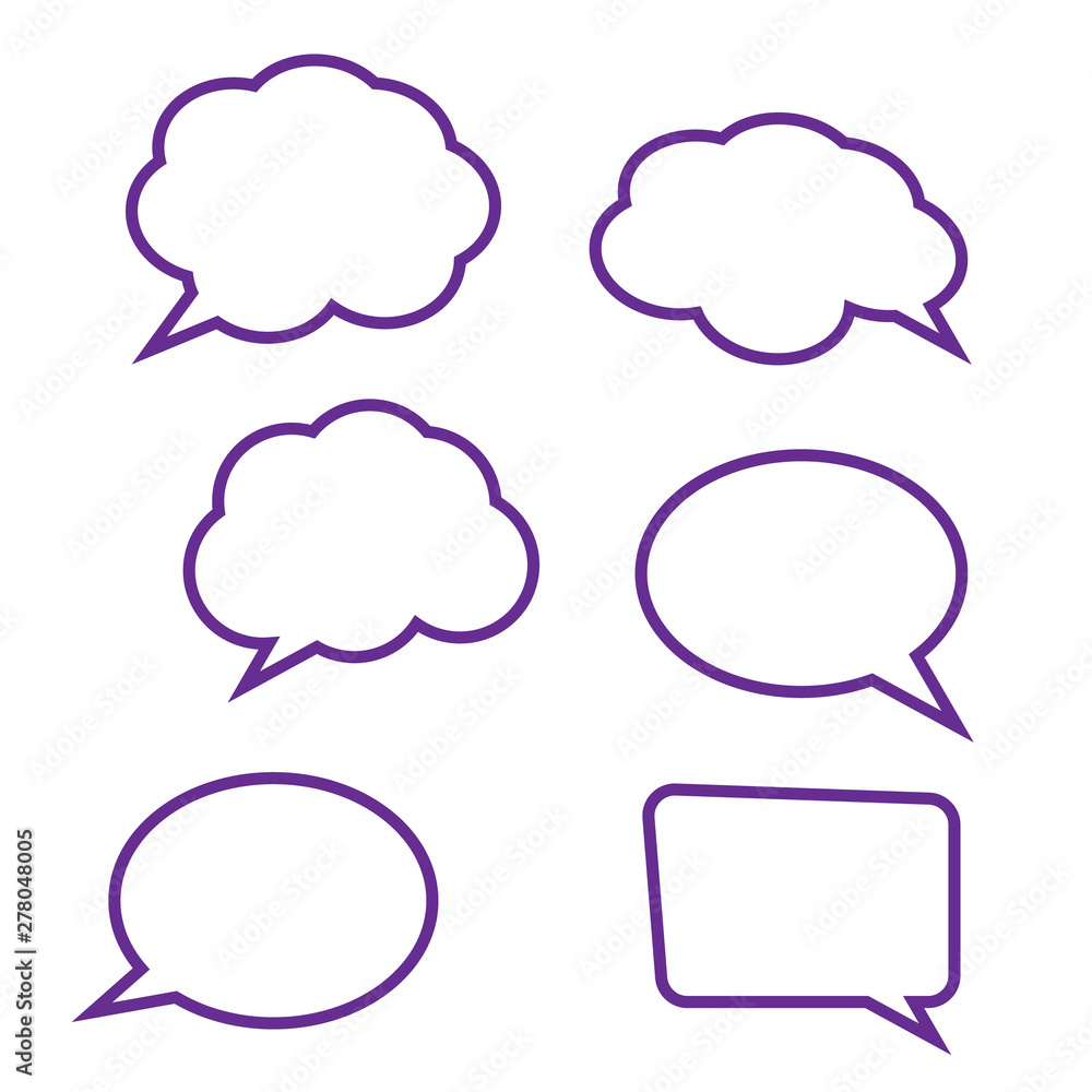 White blank retro speech bubbles. Stickers of speech bubbles vector White blank retro speech bubbles. Stickers of speech bubbles vector
