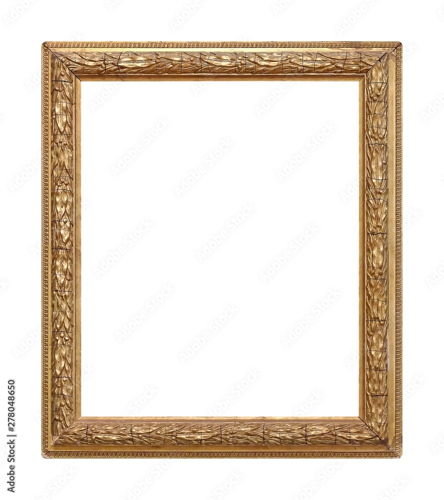 Golden frame for paintings, mirrors or photo isolated on white background Golden frame for paintings, mirrors or photo isolated on white background