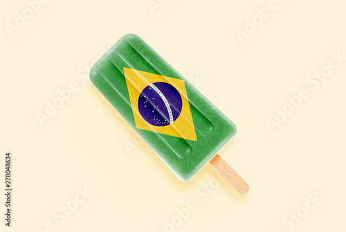 Colorful realistic flag ice cream, vector illustration