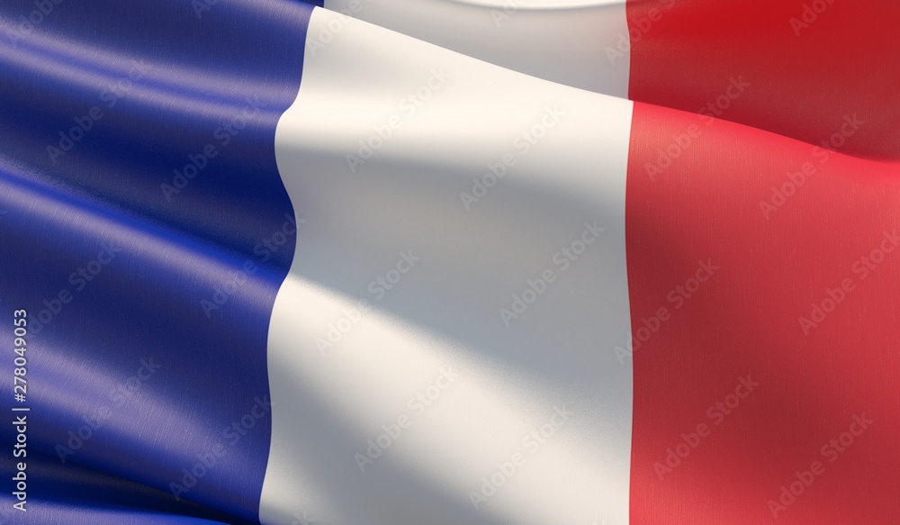 High resolution close-up flag of France. 3D illustration.