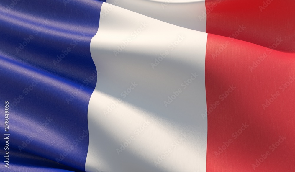 High resolution close-up flag of France. 3D illustration. High resolution close-up flag of France. 3D illustration.