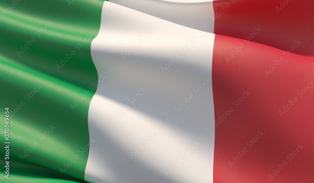 High resolution close-up flag of Italy. 3D illustration.