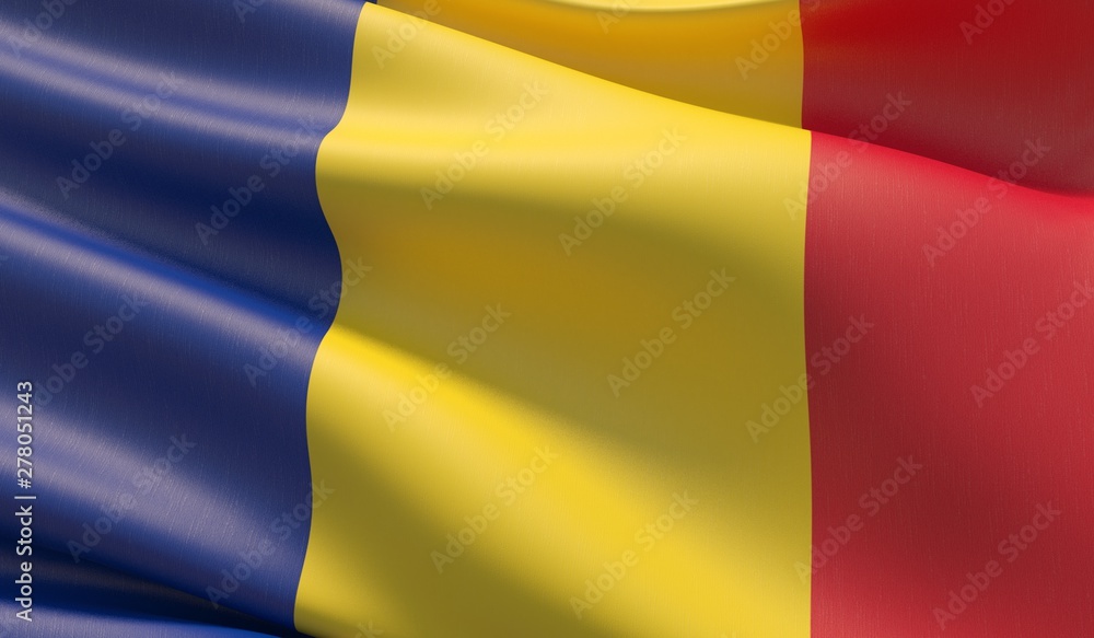 High resolution close-up flag of Romania. 3D illustration. High resolution close-up flag of Romania. 3D illustration.