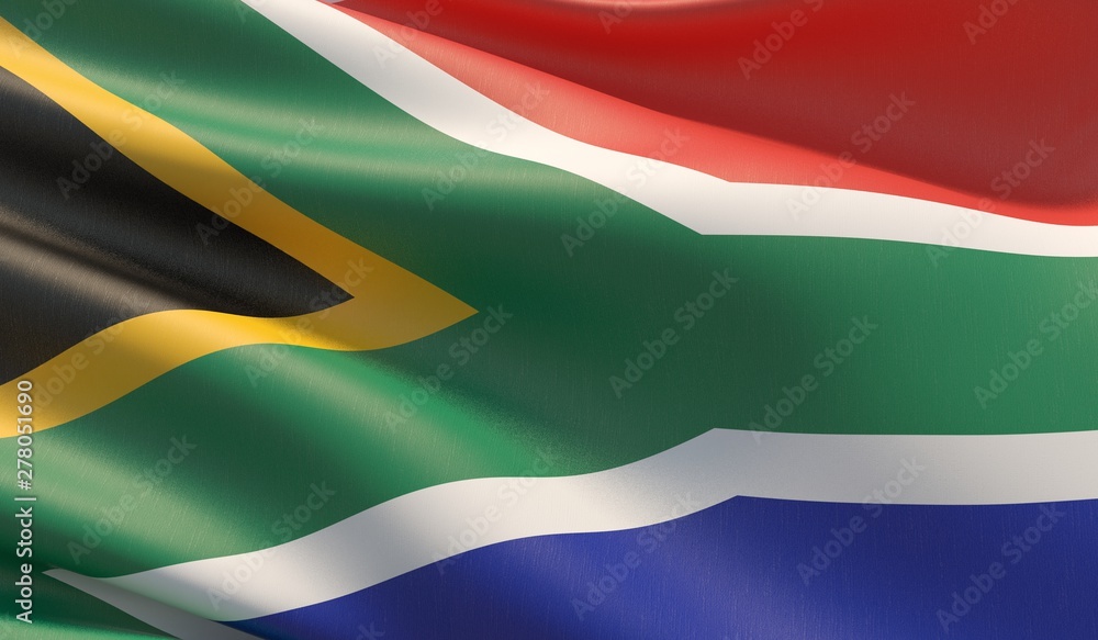 High resolution close-up flag of South Africa. 3D illustration. High resolution close-up flag of South Africa. 3D illustration.