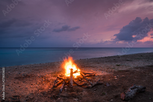  Bonfire on the beach Views around the small Caribbean island of Curacao