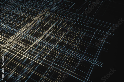 Glowing big data lines and technological background, 3d rendering.