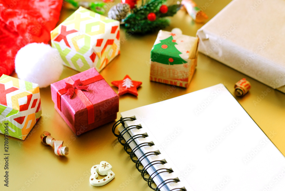 Christmas background and an empty page of the notebook for congratulation Christmas background and an empty page of the notebook for congratulation