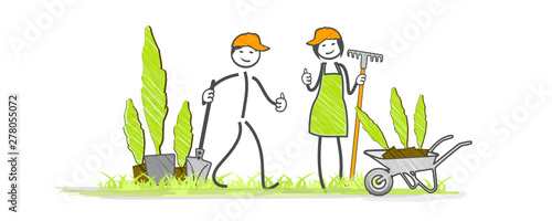 équipe de jardiniers mixte homme femme