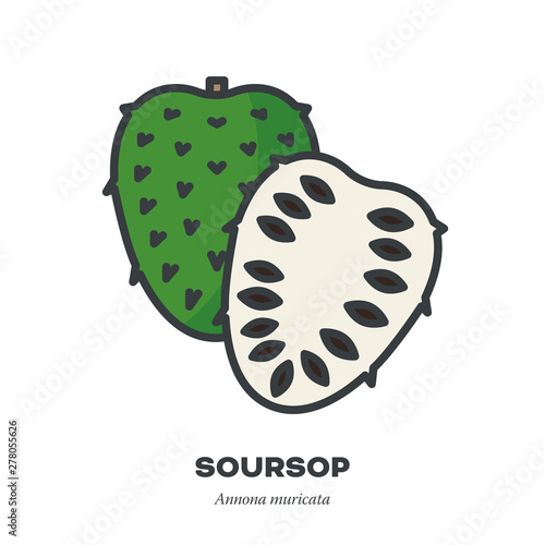 Soursop fruit icon, filled outline style vector