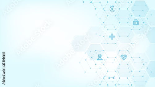 Abstract medical background with flat icons and symbols