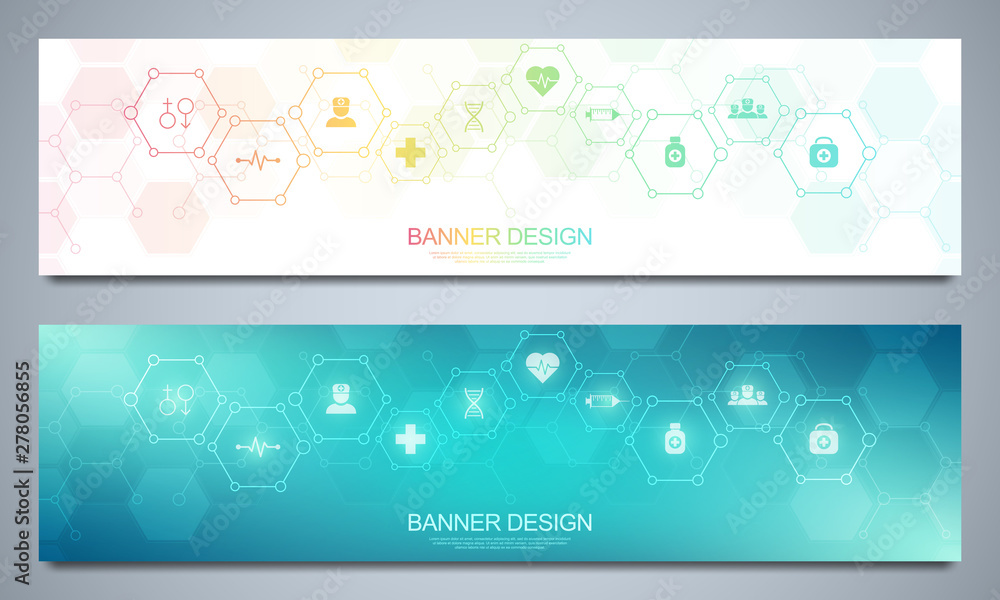 Banners design template for healthcare and medical decoration