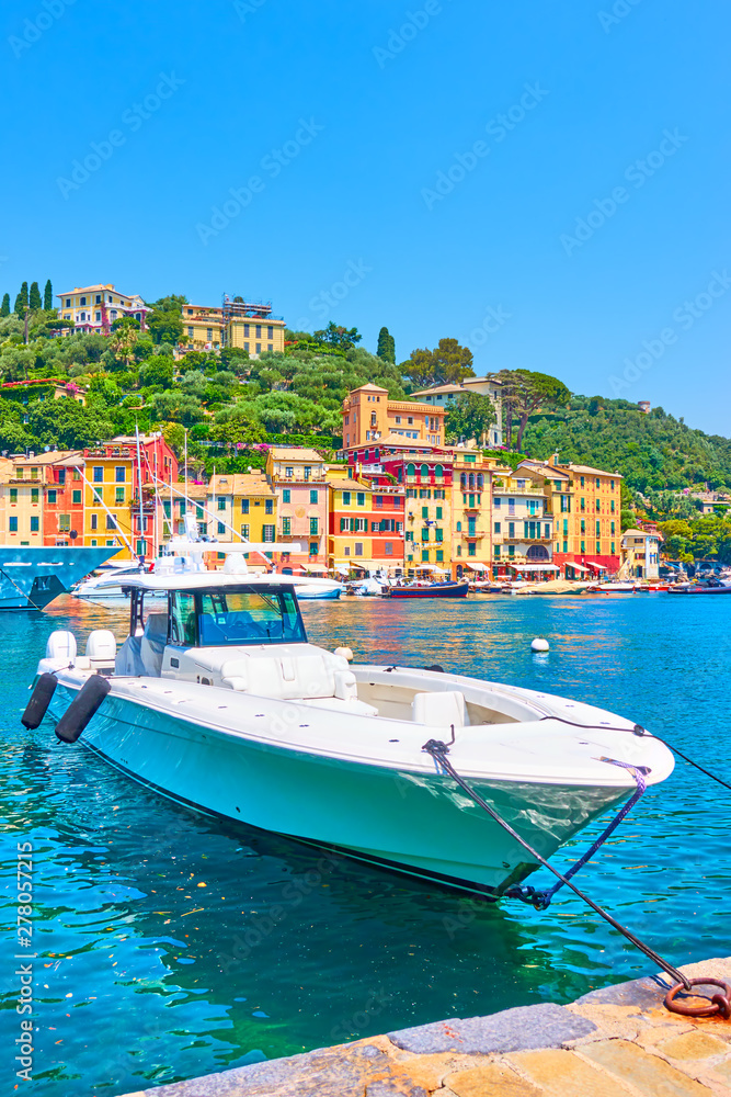 Speedboat in the bay in Portofino