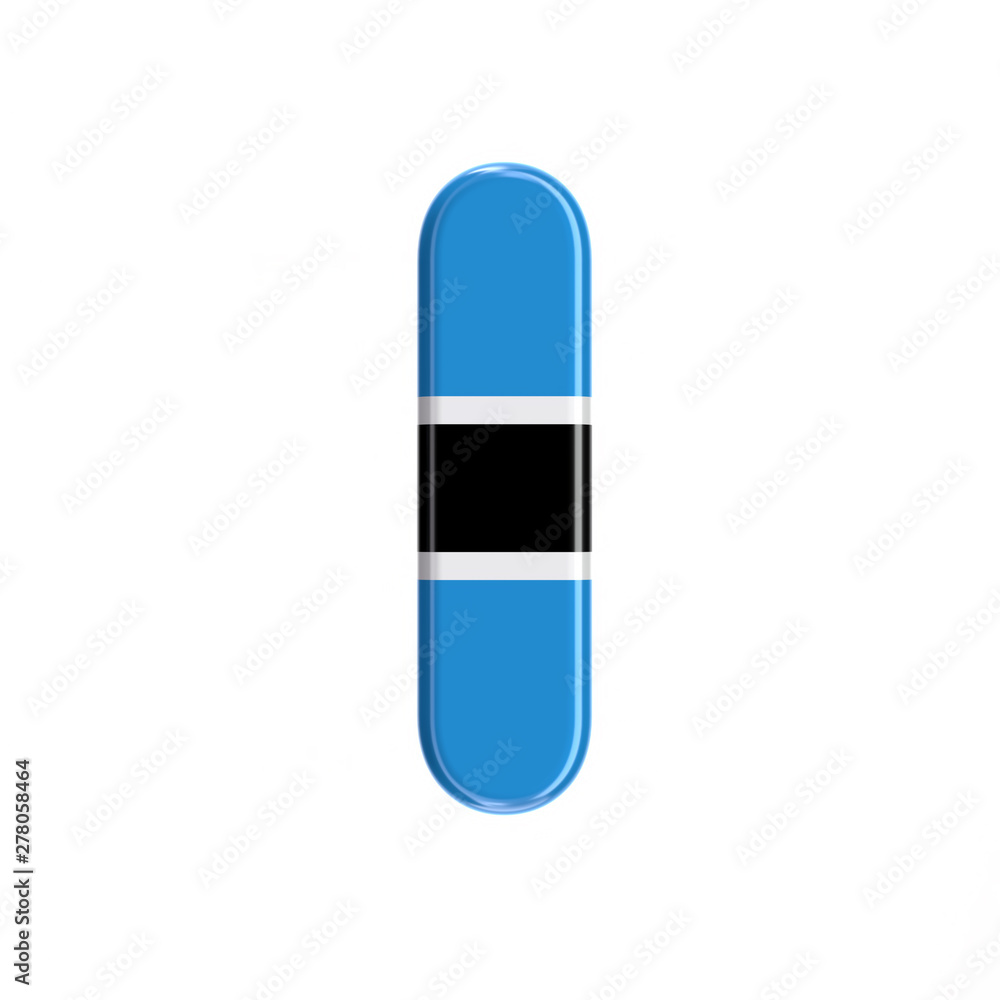 Botswana flag letter I - Capital 3d Batswana font - suitable for Africa, Gaborone or politics related subjects Botswana flag letter I - Capital 3d Batswana font - suitable for Africa, Gaborone or politics related subjects
